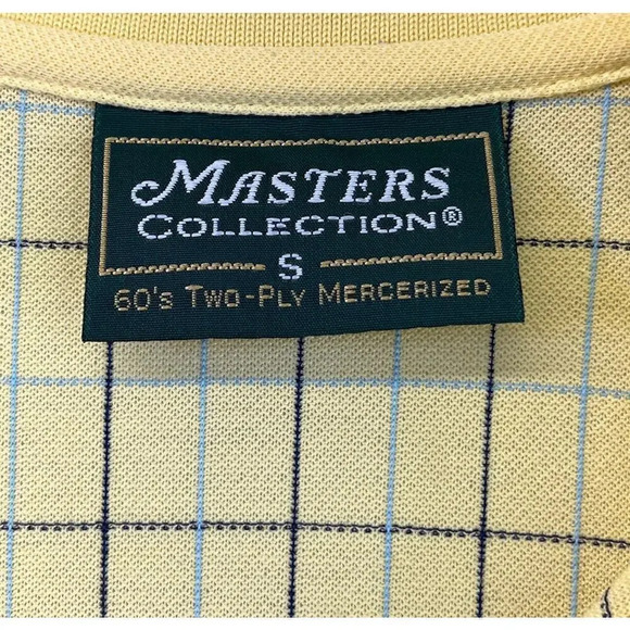 Masters Collections S Mens Yellow/Blue Strips 60's Two-PlyMercerized Polo Shirt - Picture 3 of 11